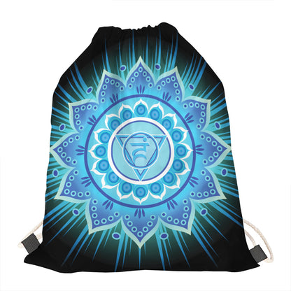 Vishuddha Chakra Mandala Print Drawstring Bag