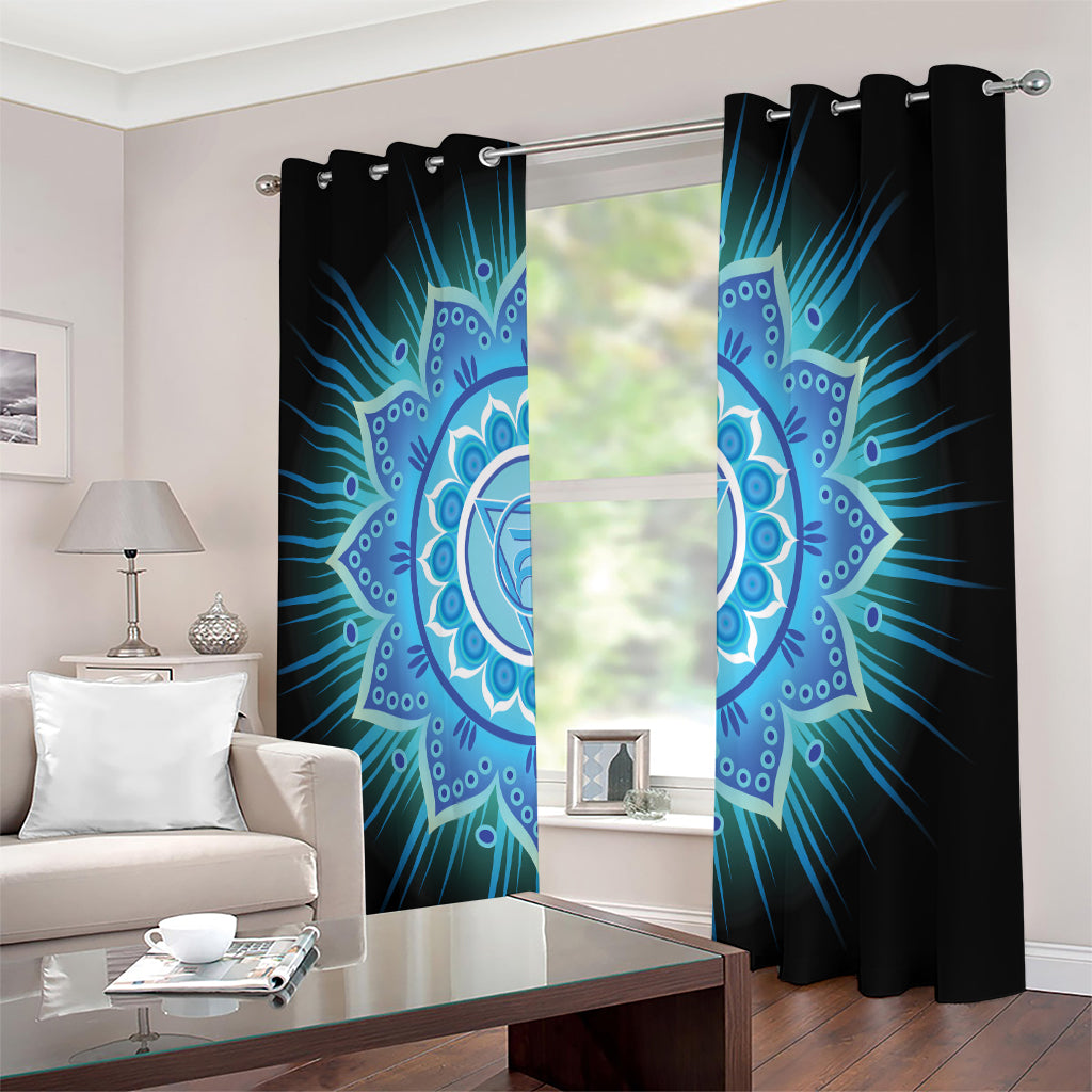 Vishuddha Chakra Mandala Print Extra Wide Grommet Curtains