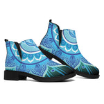 Vishuddha Chakra Mandala Print Flat Ankle Boots