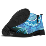 Vishuddha Chakra Mandala Print Flat Ankle Boots