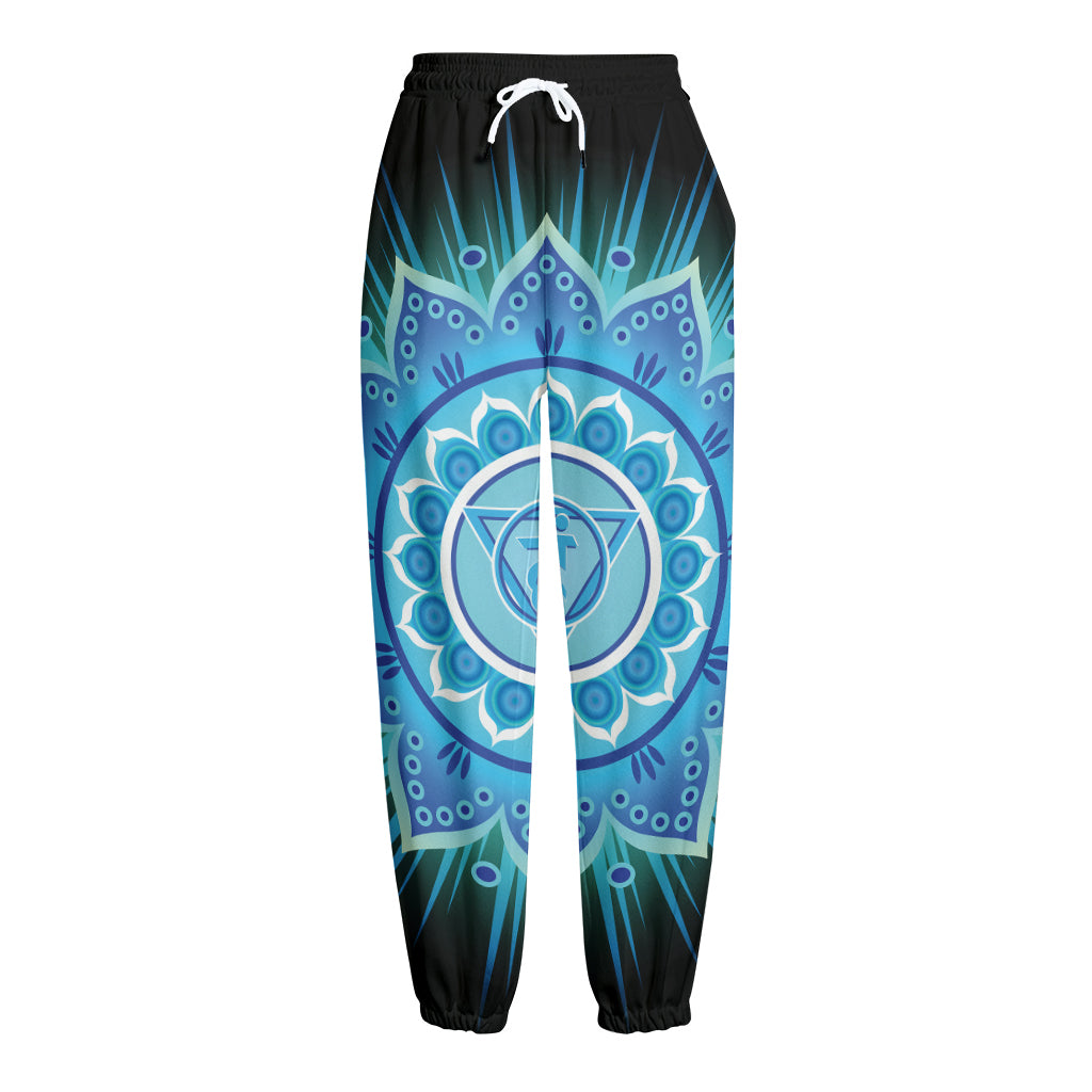 Vishuddha Chakra Mandala Print Fleece Lined Knit Pants