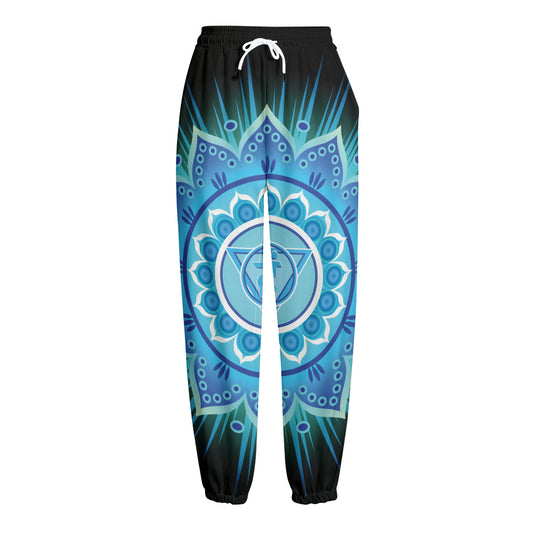 Vishuddha Chakra Mandala Print Fleece Lined Knit Pants