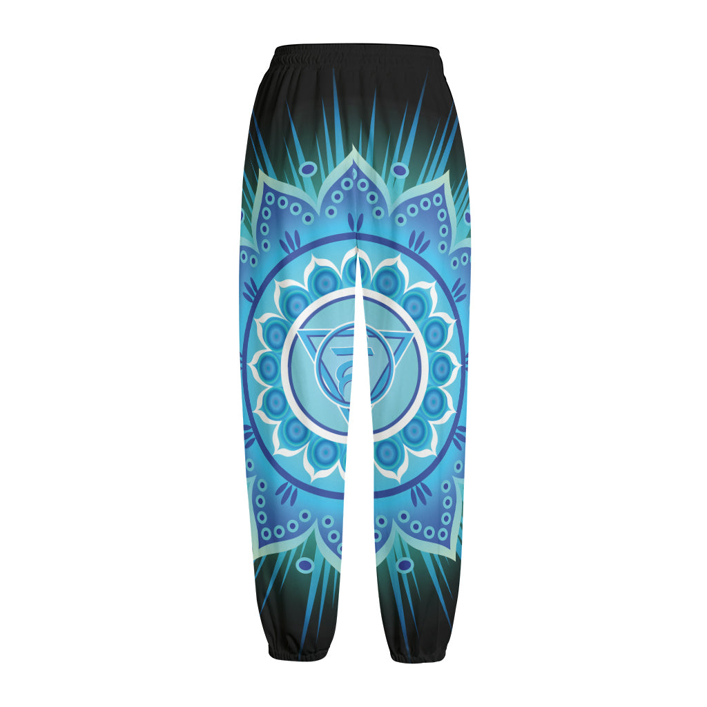 Vishuddha Chakra Mandala Print Fleece Lined Knit Pants