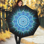 Vishuddha Chakra Mandala Print Foldable Umbrella