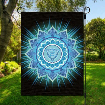 Vishuddha Chakra Mandala Print Garden Flag