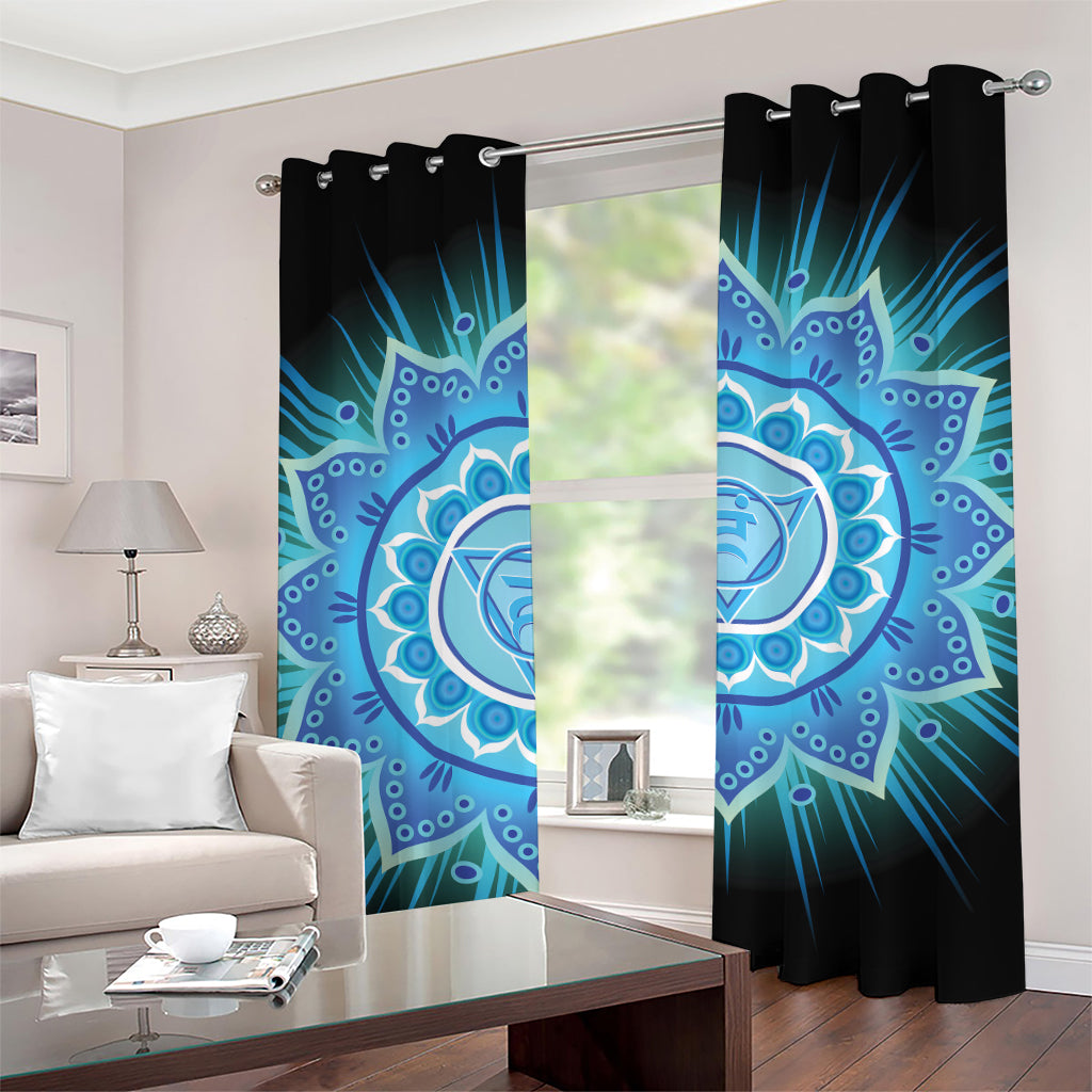 Vishuddha Chakra Mandala Print Grommet Curtains