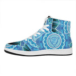 Vishuddha Chakra Mandala Print High Top Leather Sneakers