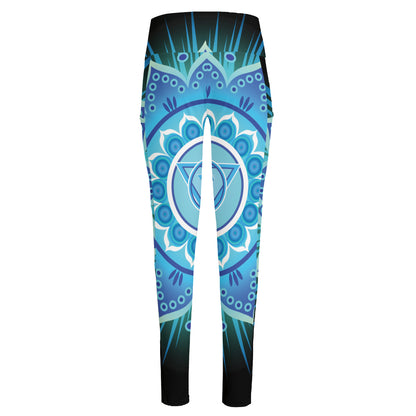 Vishuddha Chakra Mandala Print High-Waisted Pocket Leggings