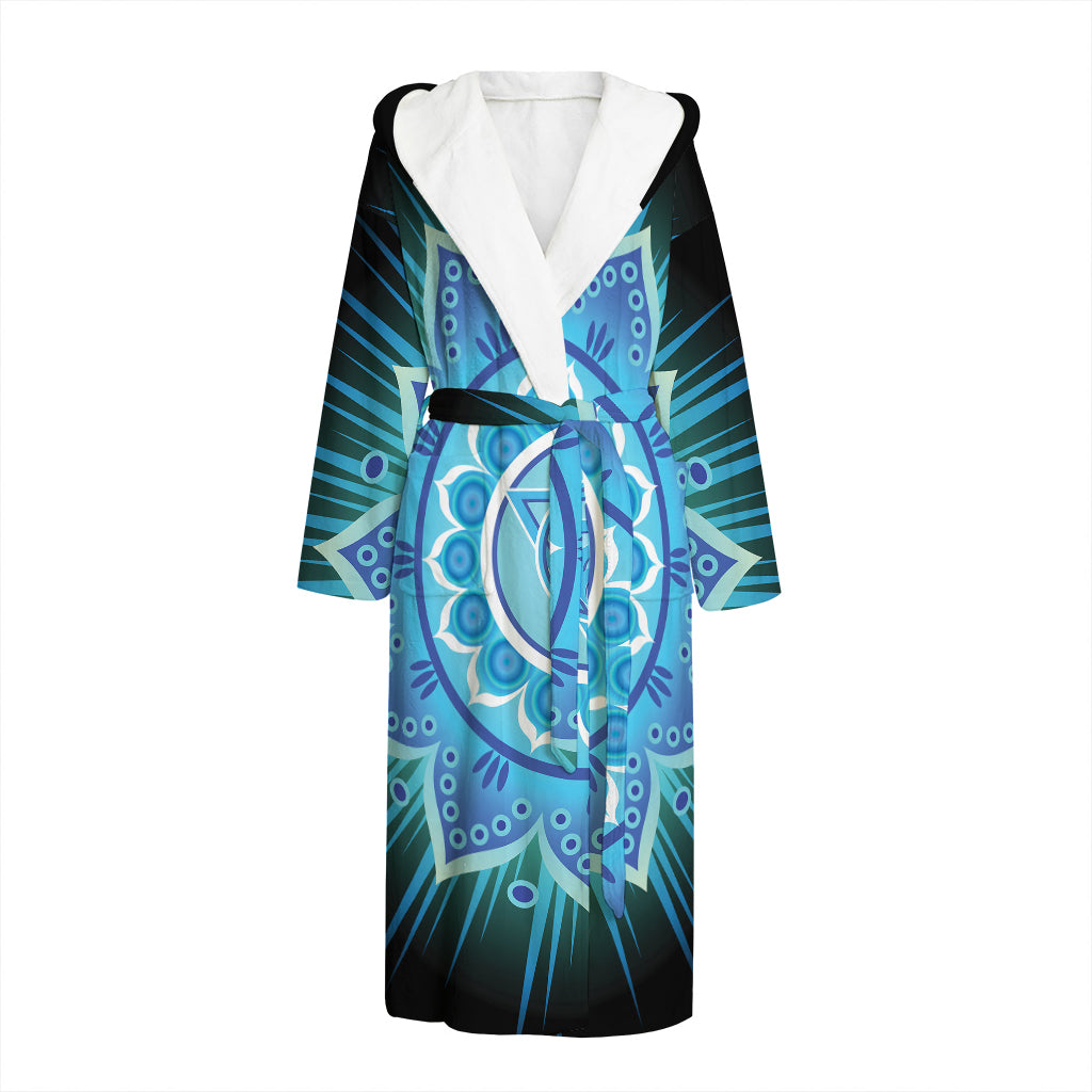 Vishuddha Chakra Mandala Print Hooded Bathrobe