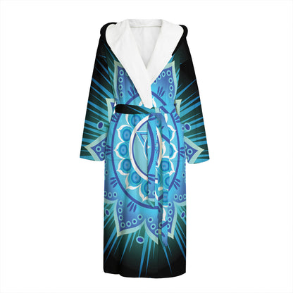 Vishuddha Chakra Mandala Print Hooded Bathrobe