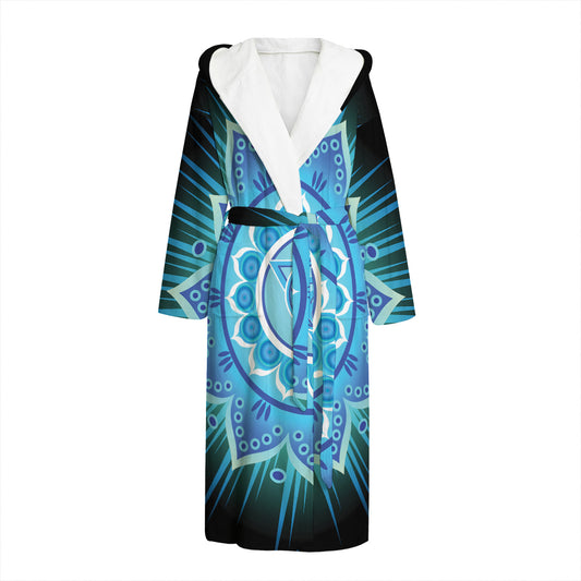 Vishuddha Chakra Mandala Print Hooded Bathrobe