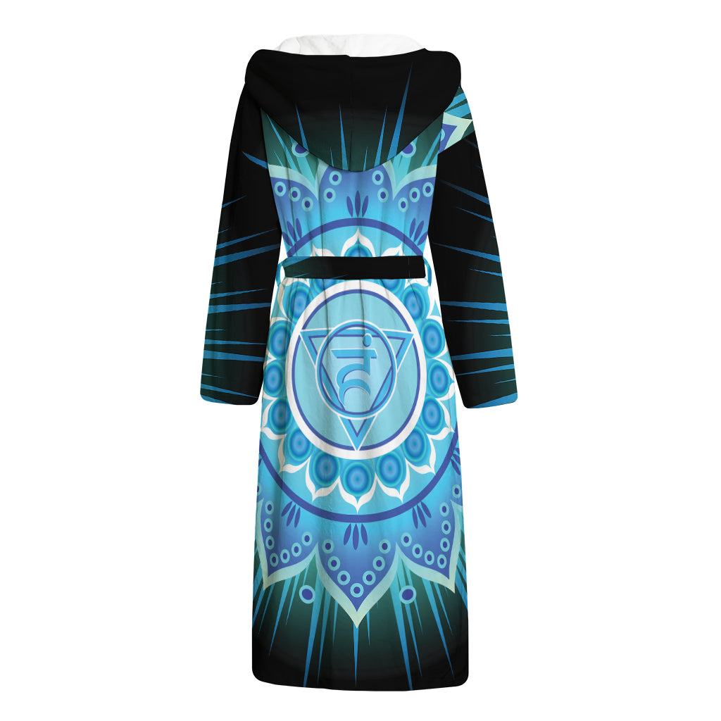 Vishuddha Chakra Mandala Print Hooded Bathrobe