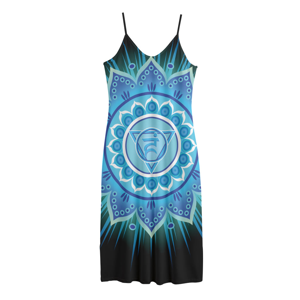 Vishuddha Chakra Mandala Print Jersey Midi Cami Dress