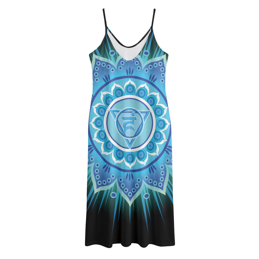 Vishuddha Chakra Mandala Print Jersey Midi Cami Dress