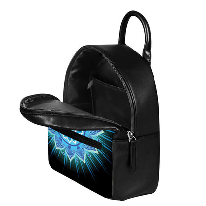 Vishuddha Chakra Mandala Print Leather Backpack