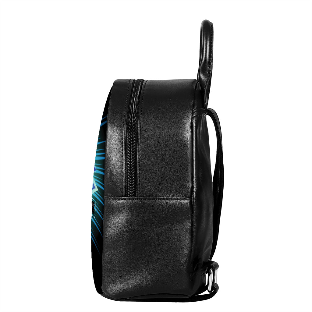 Vishuddha Chakra Mandala Print Leather Backpack