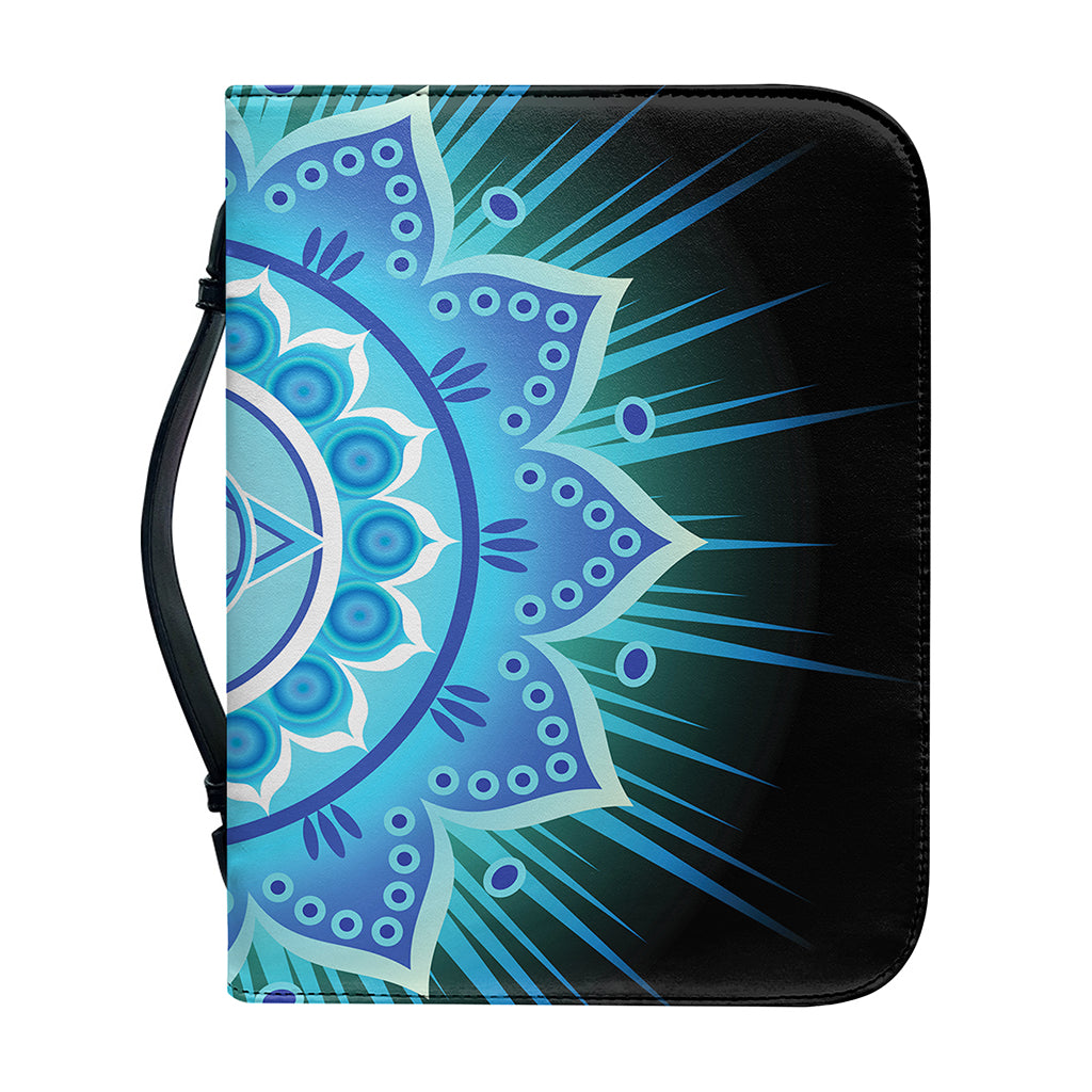 Vishuddha Chakra Mandala Print Leather Bible Cover