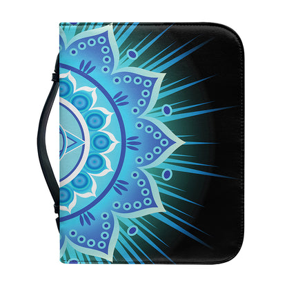 Vishuddha Chakra Mandala Print Leather Bible Cover