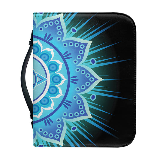 Vishuddha Chakra Mandala Print Leather Bible Cover
