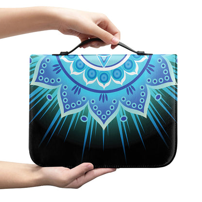 Vishuddha Chakra Mandala Print Leather Bible Cover