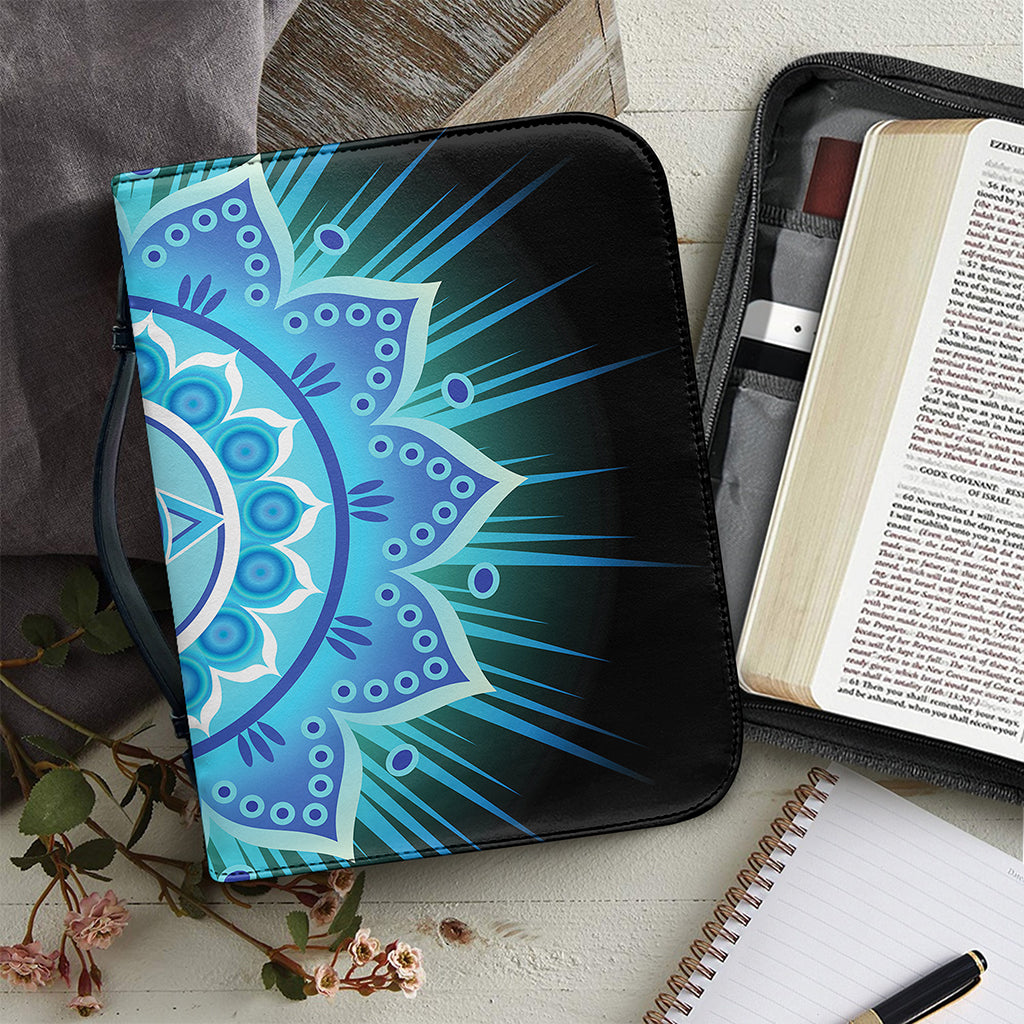 Vishuddha Chakra Mandala Print Leather Bible Cover
