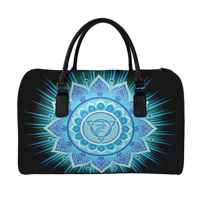 Vishuddha Chakra Mandala Print Leather Duffle Bag