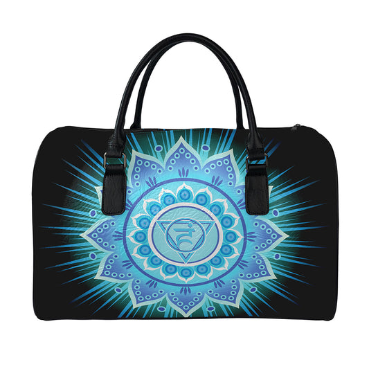 Vishuddha Chakra Mandala Print Leather Duffle Bag