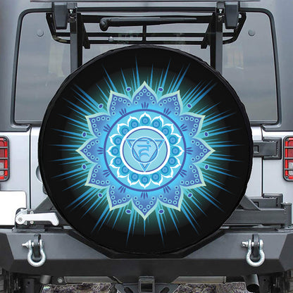 Vishuddha Chakra Mandala Print Leather Spare Tire Cover