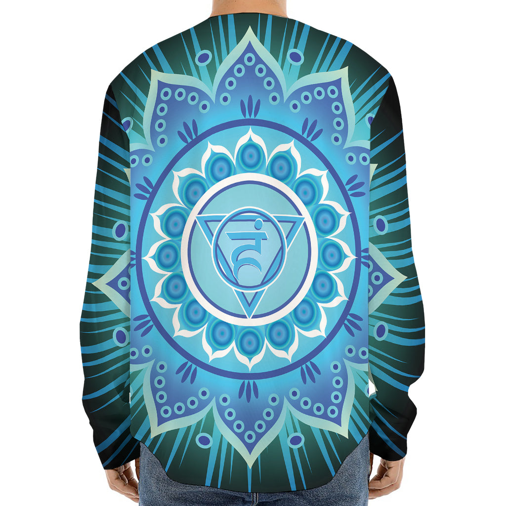 Vishuddha Chakra Mandala Print Long Sleeve Baseball Jersey