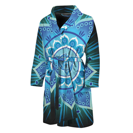 Vishuddha Chakra Mandala Print Men's Bathrobe