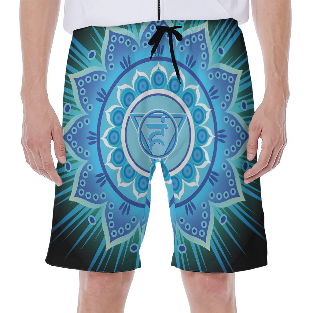 Vishuddha Chakra Mandala Print Men's Beach Shorts