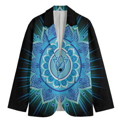 Vishuddha Chakra Mandala Print Men's Cotton Blazer