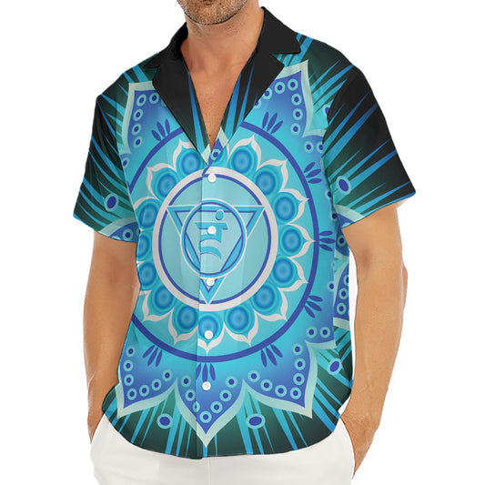 Vishuddha Chakra Mandala Print Men's Deep V-Neck Shirt