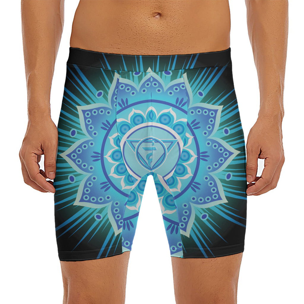 Vishuddha Chakra Mandala Print Men's Long Boxer Briefs