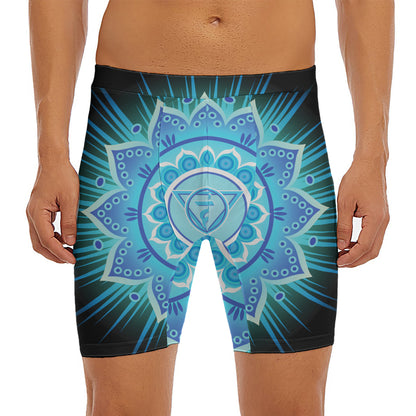 Vishuddha Chakra Mandala Print Men's Long Boxer Briefs