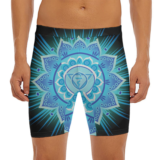 Vishuddha Chakra Mandala Print Men's Long Boxer Briefs