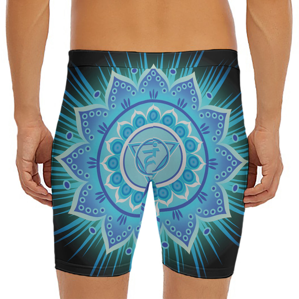Vishuddha Chakra Mandala Print Men's Long Boxer Briefs