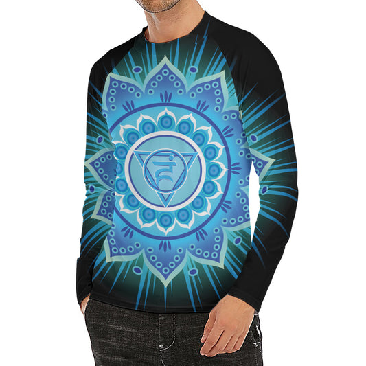 Vishuddha Chakra Mandala Print Men's Long Sleeve Rash Guard