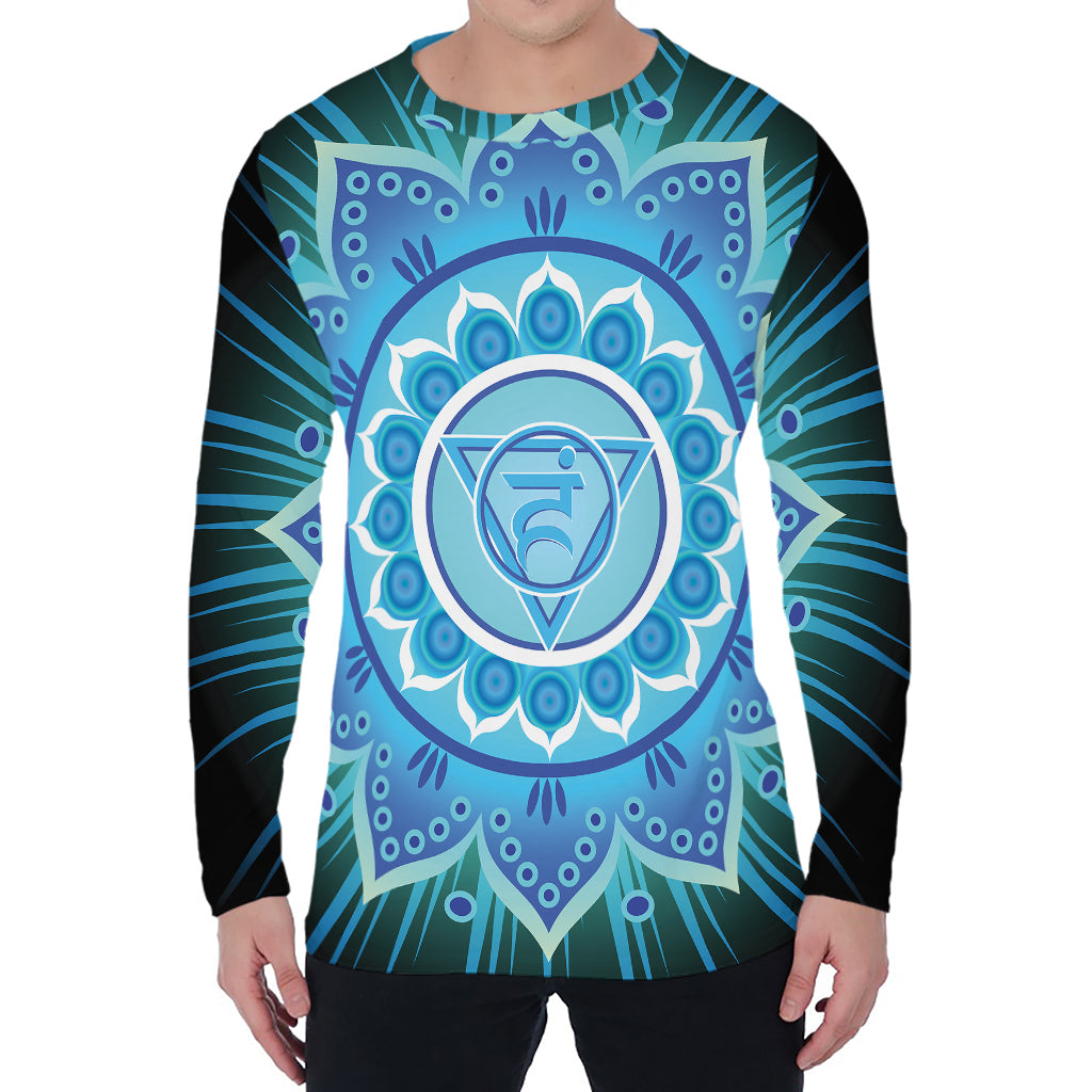 Vishuddha Chakra Mandala Print Men's Long Sleeve T-Shirt