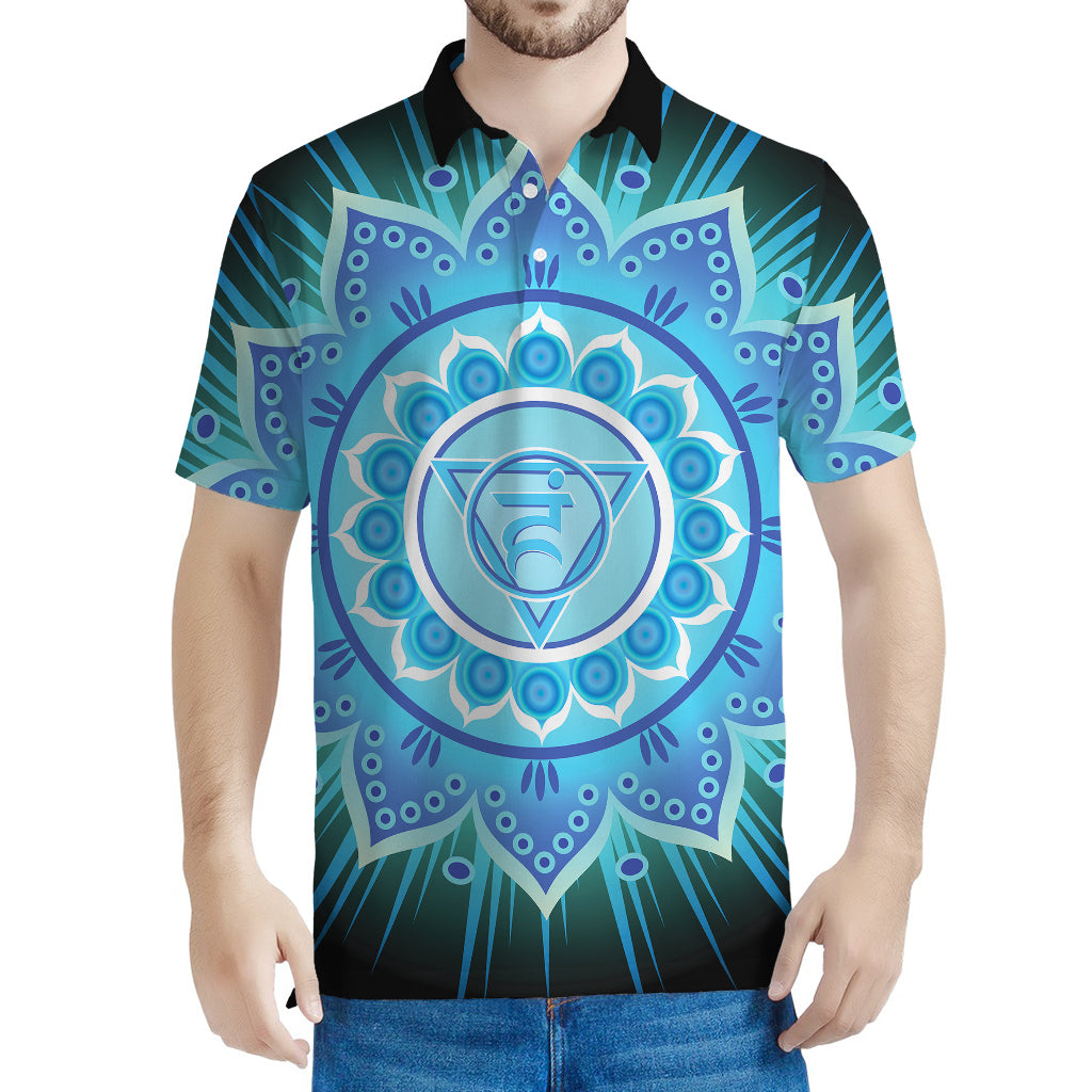 Vishuddha Chakra Mandala Print Men's Polo Shirt