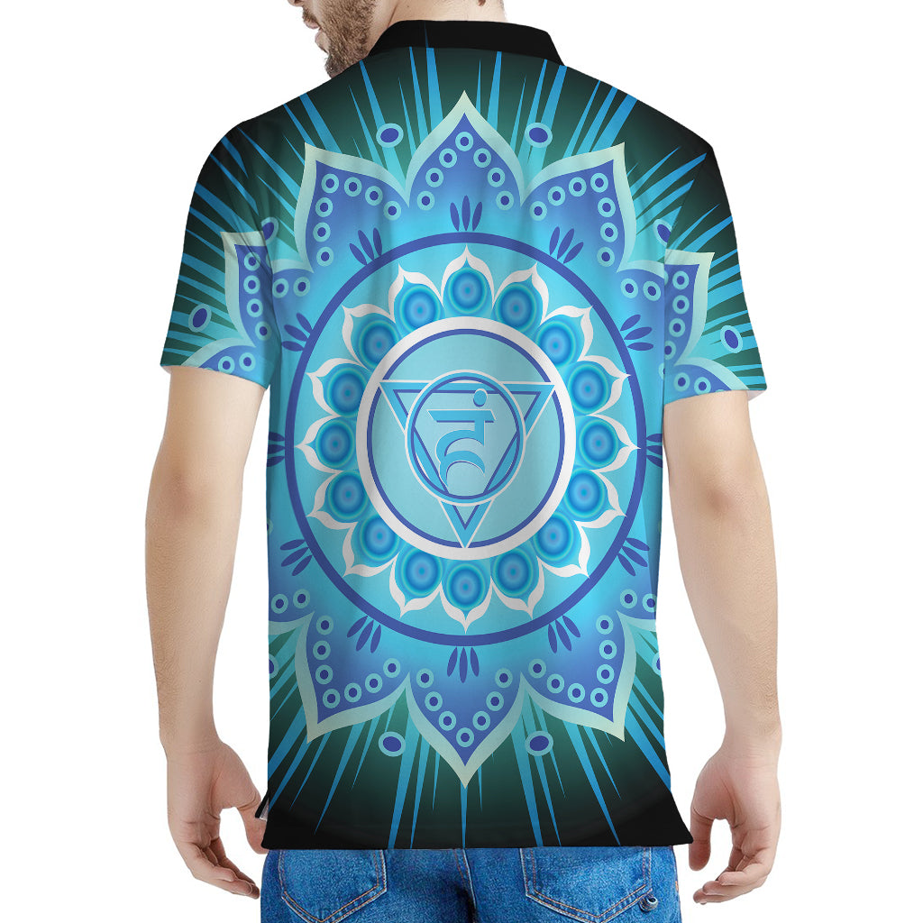 Vishuddha Chakra Mandala Print Men's Polo Shirt
