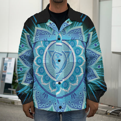 Vishuddha Chakra Mandala Print Men's Shirt Jacket