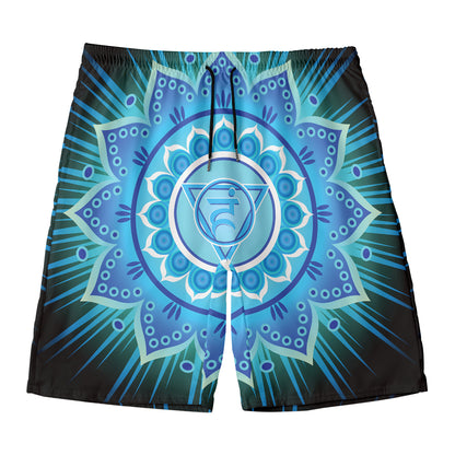 Vishuddha Chakra Mandala Print Men's Swim Trunks