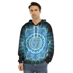 Vishuddha Chakra Mandala Print Men's Velvet Pullover Hoodie