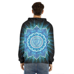 Vishuddha Chakra Mandala Print Men's Velvet Pullover Hoodie