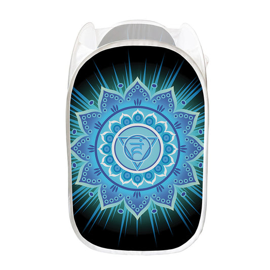 Vishuddha Chakra Mandala Print Mesh Laundry Hamper