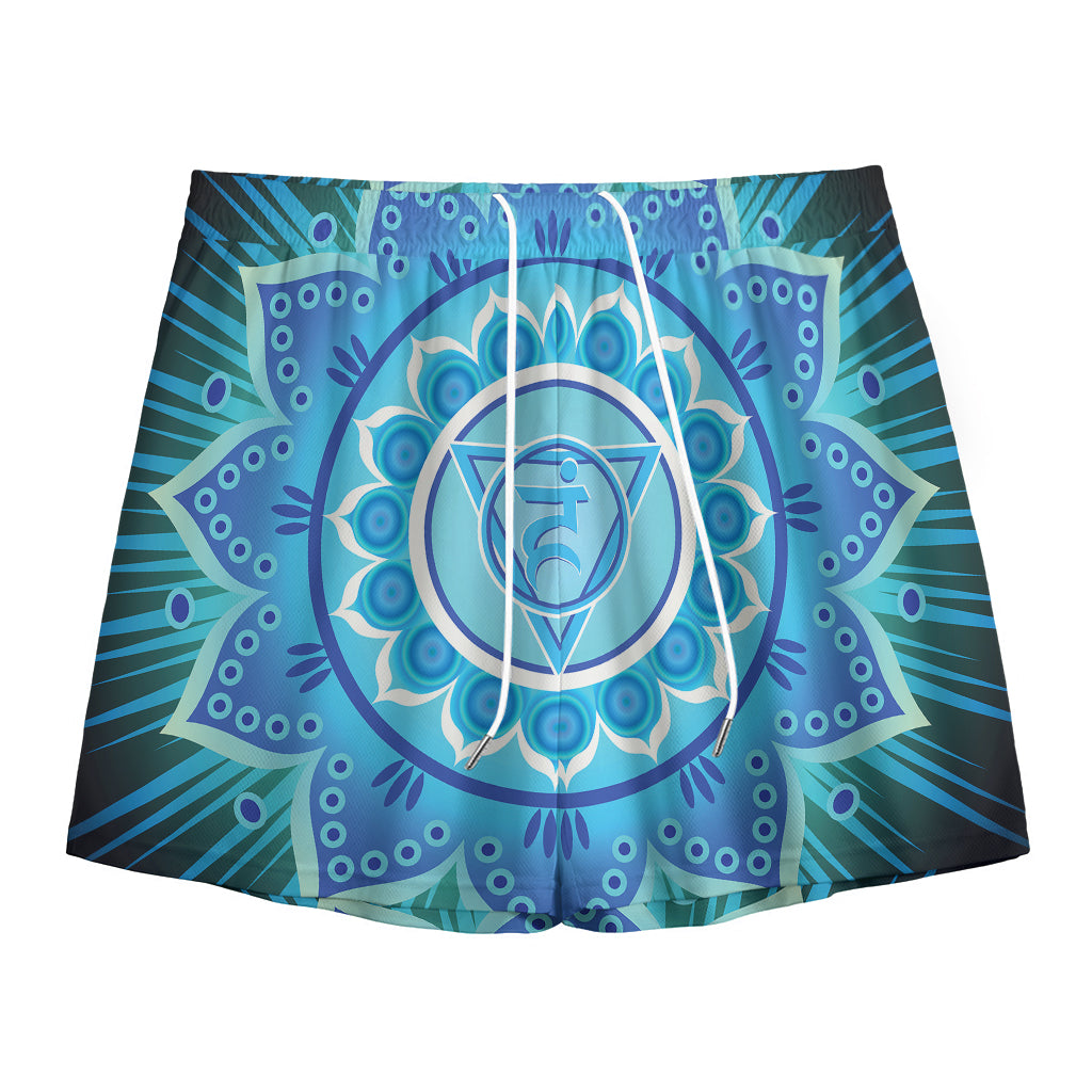 Vishuddha Chakra Mandala Print Mesh Shorts
