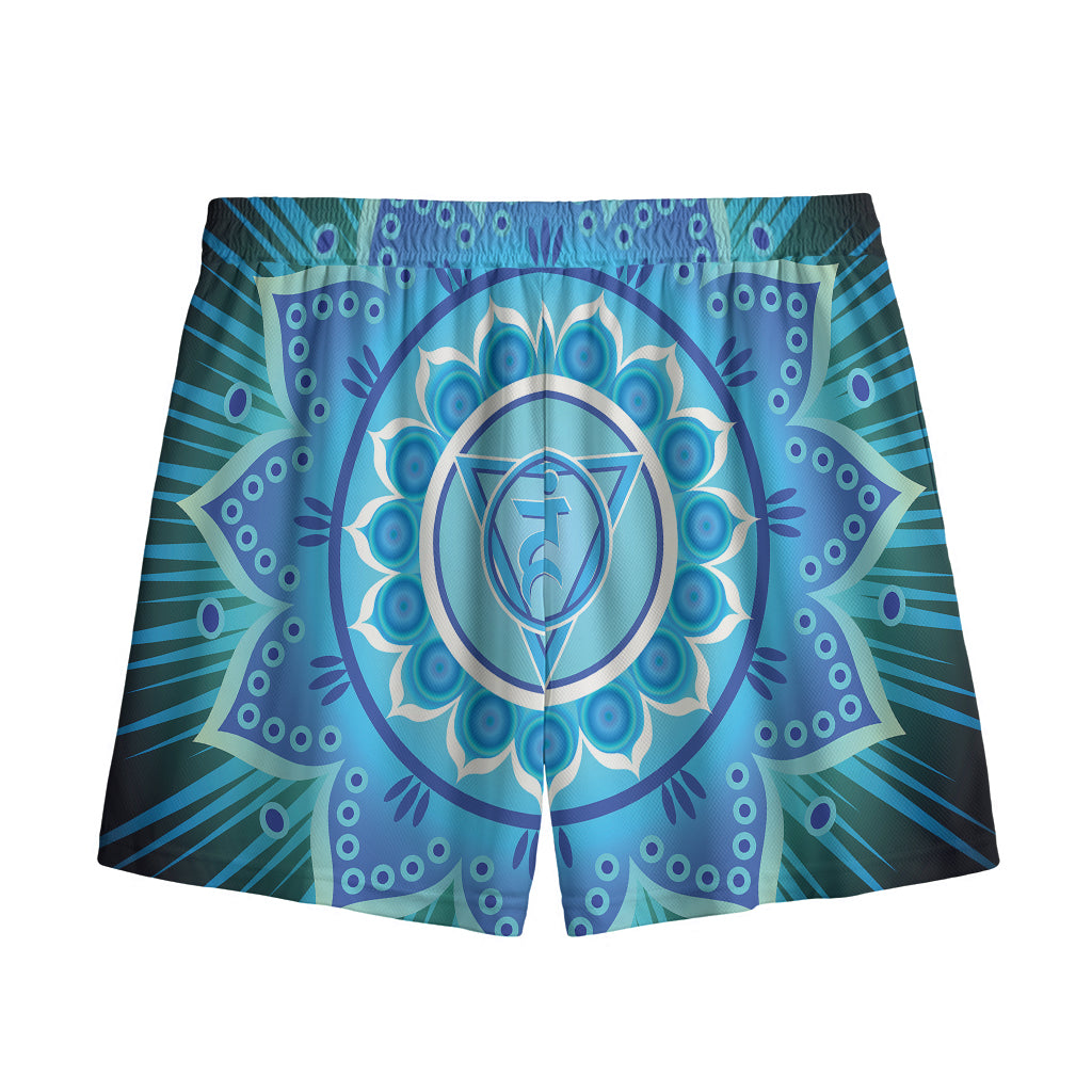 Vishuddha Chakra Mandala Print Mesh Shorts
