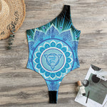 Vishuddha Chakra Mandala Print One Shoulder Bodysuit