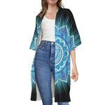 Vishuddha Chakra Mandala Print Open Front Beach Cover Up